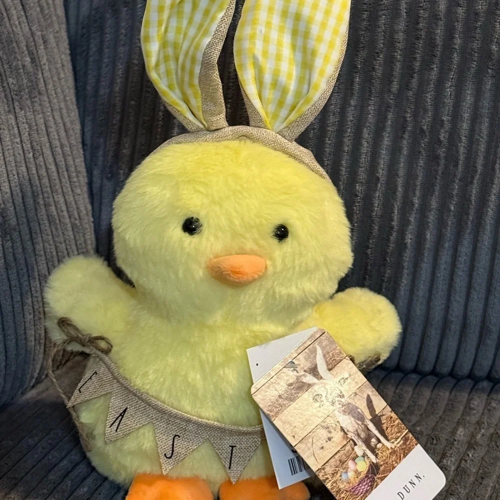 Rae Dunn Weighted Yellow Plush Chick with Bunny Ears - NWT